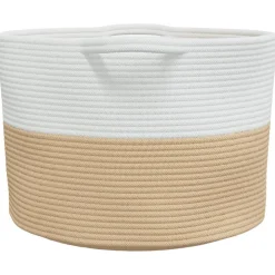 vidaXL Wasmand Ø 55x36 cm katoen beige en wit