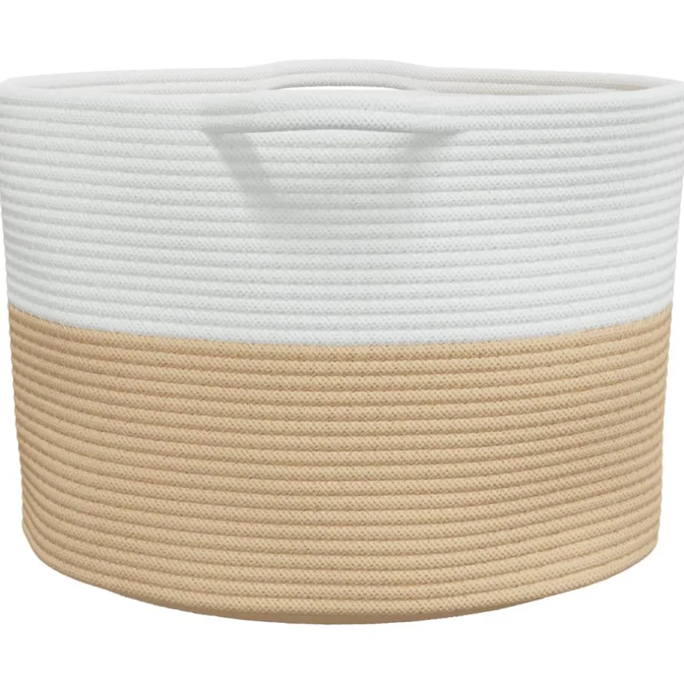 vidaXL Wasmand Ø 55x36 cm katoen beige en wit
