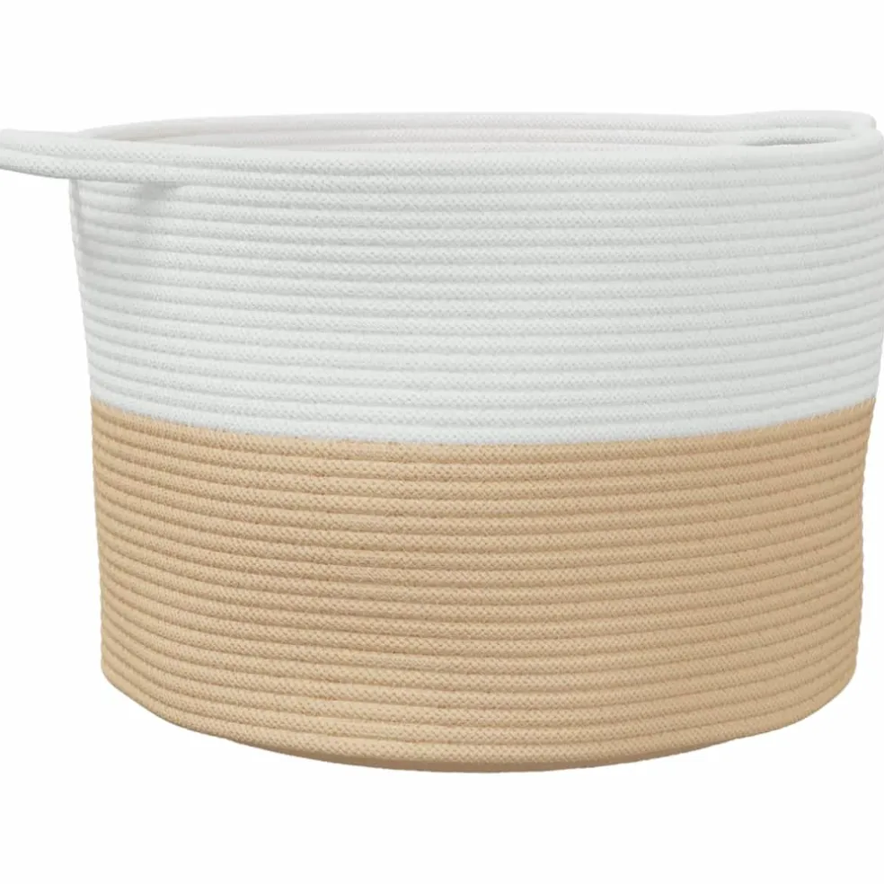vidaXL Wasmand Ø 55x36 cm katoen beige en wit