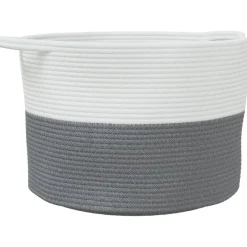 vidaXL Wasmand Ø 55x36 cm katoen grijs en wit