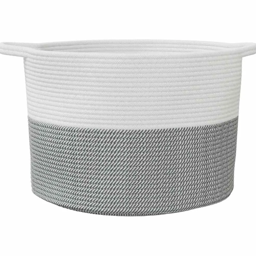 vidaXL Wasmand Ø 55x36 cm katoen grijs en wit