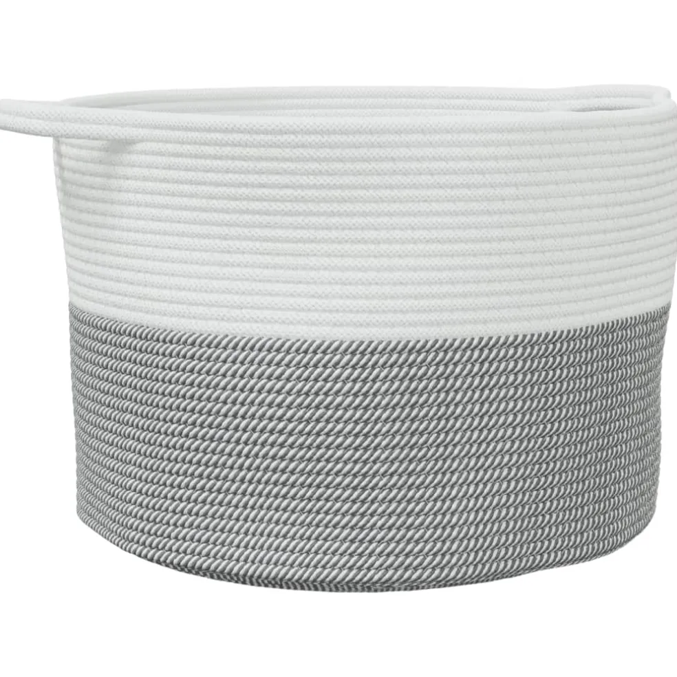 vidaXL Wasmand Ø 55x36 cm katoen grijs en wit