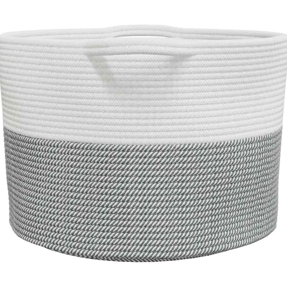 vidaXL Wasmand Ø 55x36 cm katoen grijs en wit
