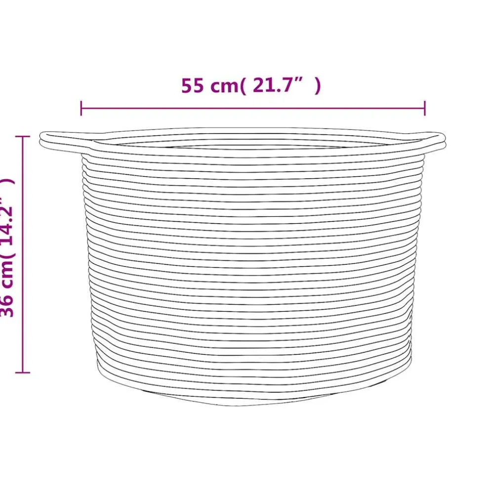 vidaXL Wasmand Ø 55x36 cm katoen grijs en wit