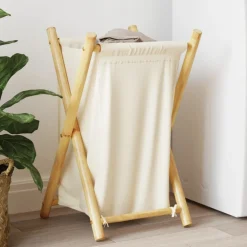 vidaXL Wasmand 41,5x36x63,5 cm bamboe crèmewit