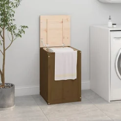vidaXL Wasmand 44x44x66 cm massief grenenhout honingbruin