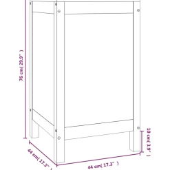 vidaXL Wasmand 44x44x76 cm massief grenenhout zwart