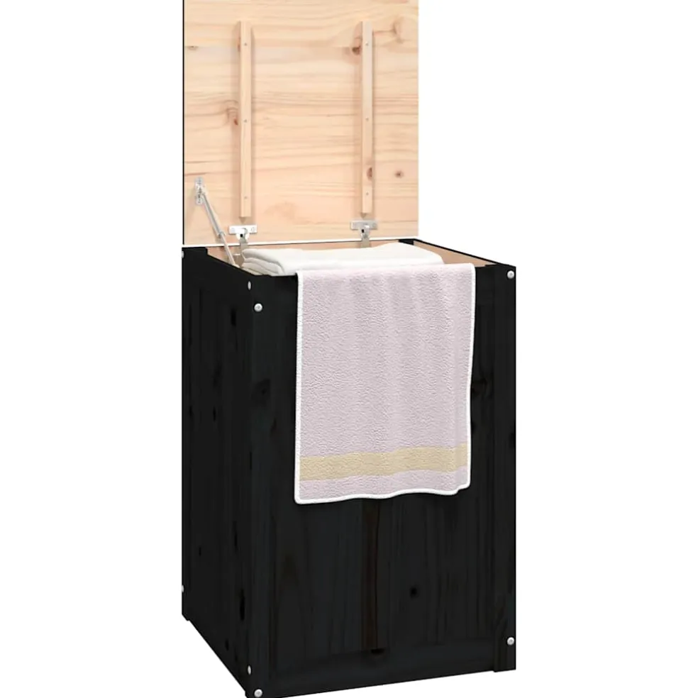 vidaXL Wasmand 44x44x66 cm massief grenenhout zwart