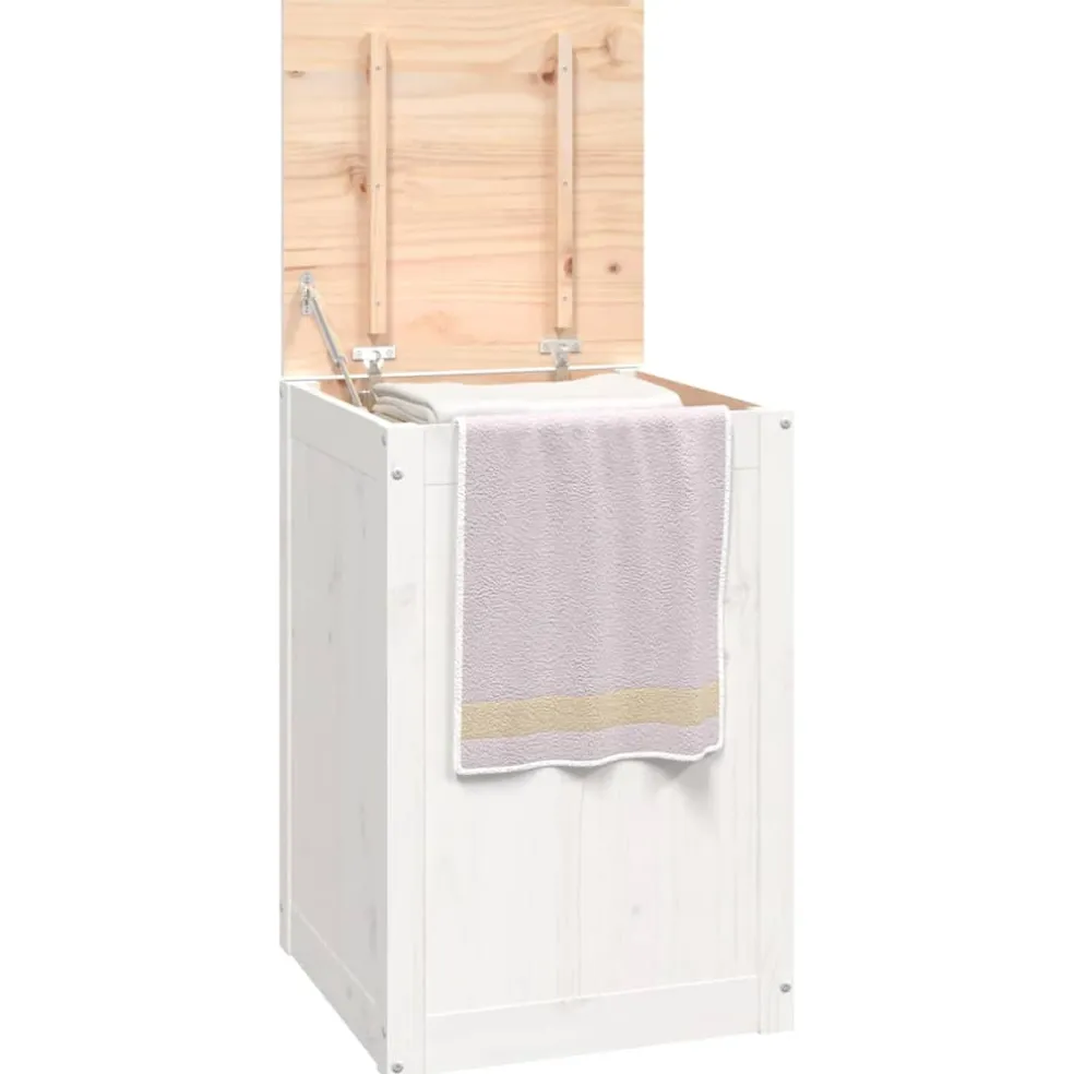 vidaXL Wasmand 44x44x66 cm massief grenenhout wit