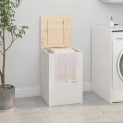 vidaXL Wasmand 44x44x66 cm massief grenenhout wit