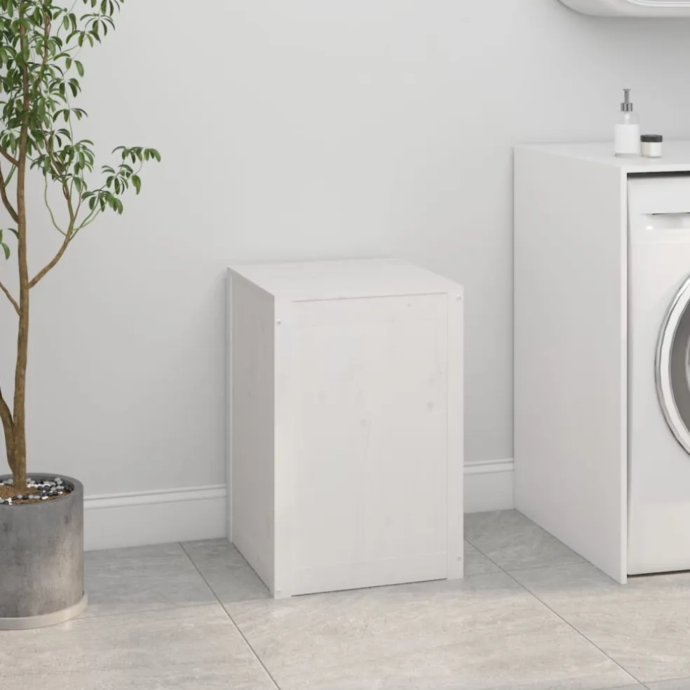 vidaXL Wasmand 44x44x66 cm massief grenenhout wit