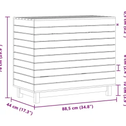 vidaXL Wasmand 88,5x44x76 cm massief grenenhout