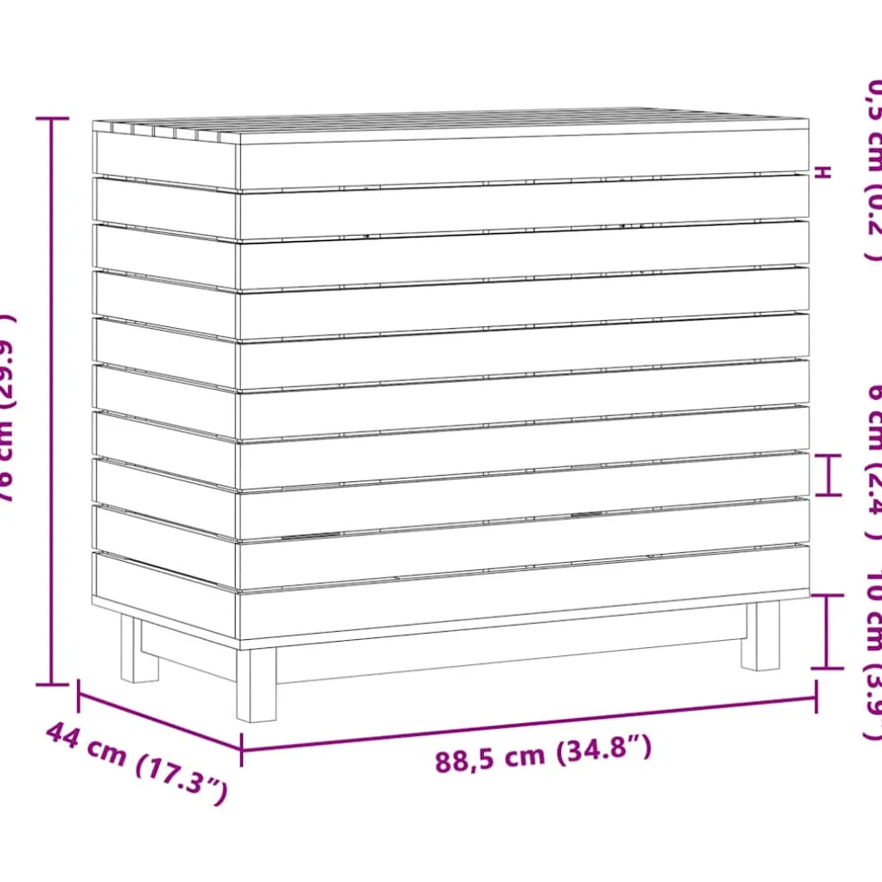 vidaXL Wasmand 88,5x44x76 cm massief grenenhout