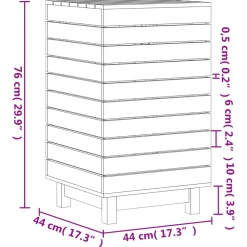 vidaXL Wasmand 44x44x76 cm massief grenenhout wit
