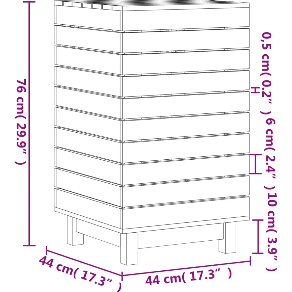 vidaXL Wasmand 44x44x76 cm massief grenenhout wit