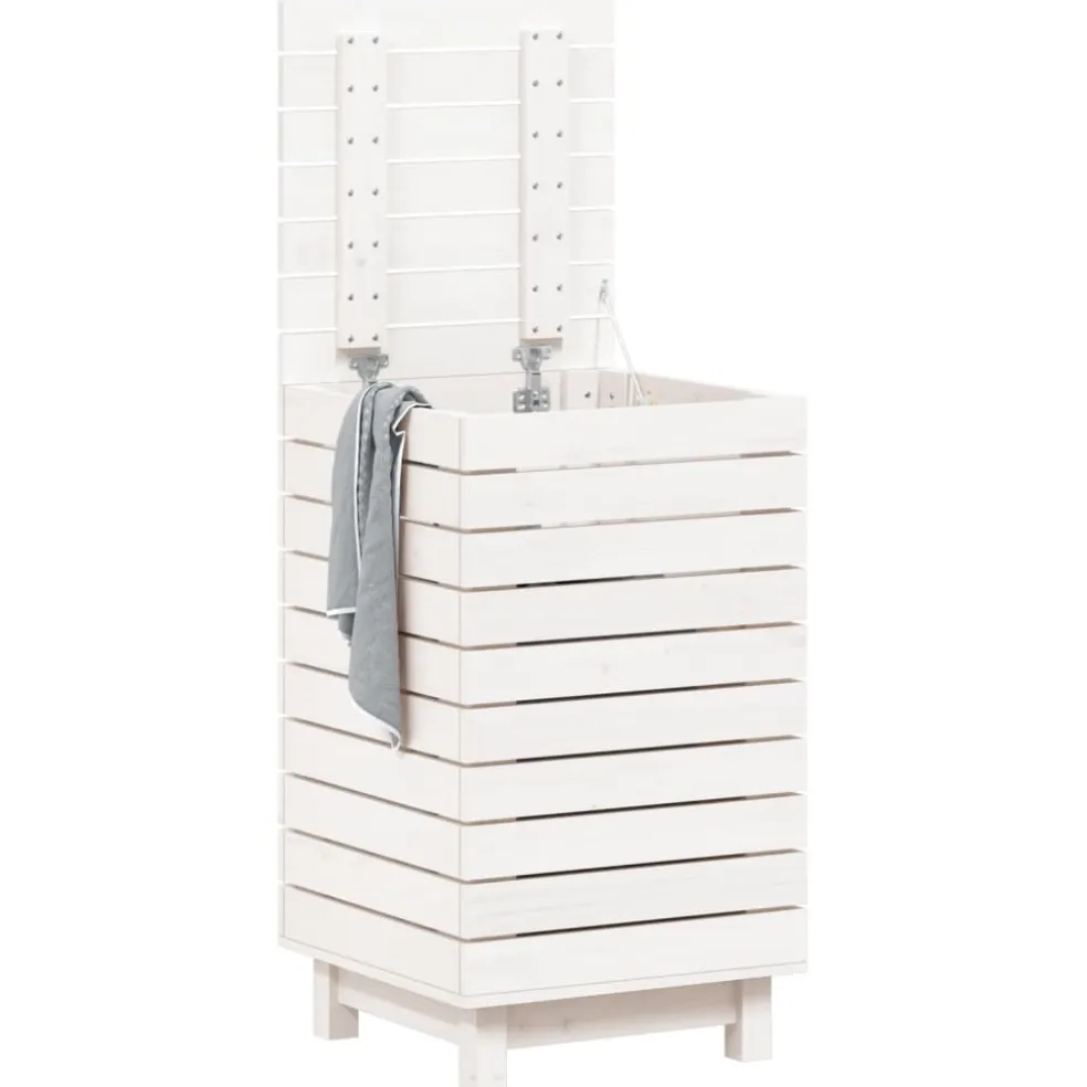 vidaXL Wasmand 44x44x76 cm massief grenenhout wit
