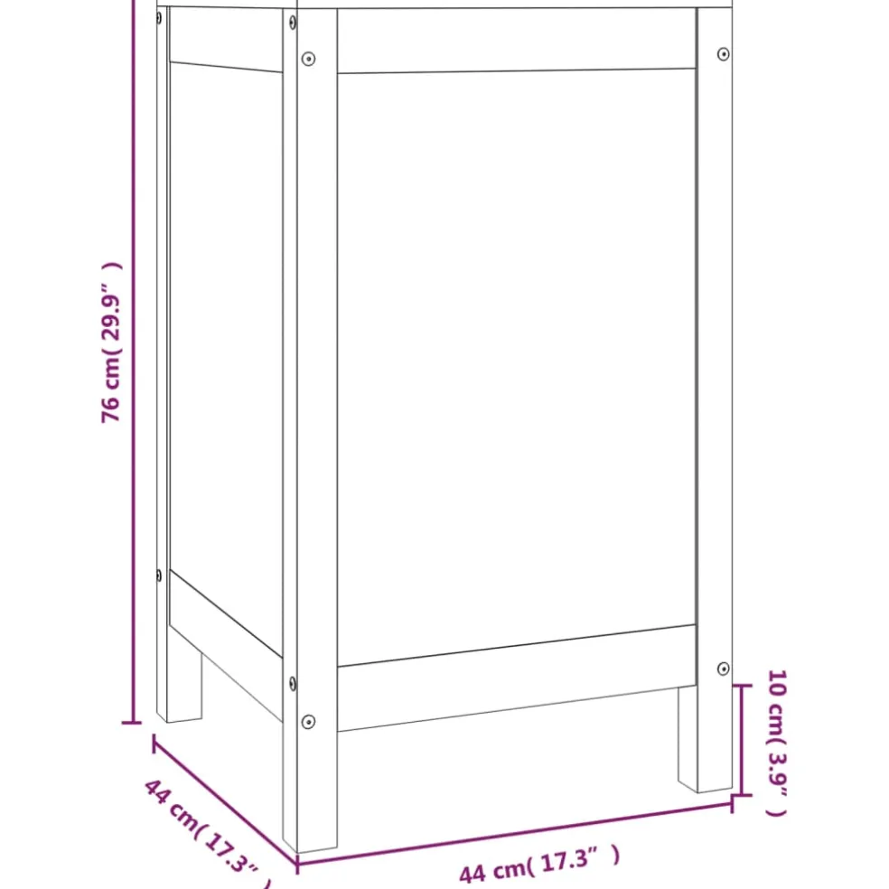 vidaXL Wasmand 44x44x76 cm massief grenenhout
