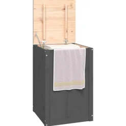 vidaXL Wasmand 44x44x66 cm massief grenenhout grijs