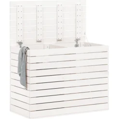 vidaXL Wasmand 88,5x44x66 cm massief grenenhout wit