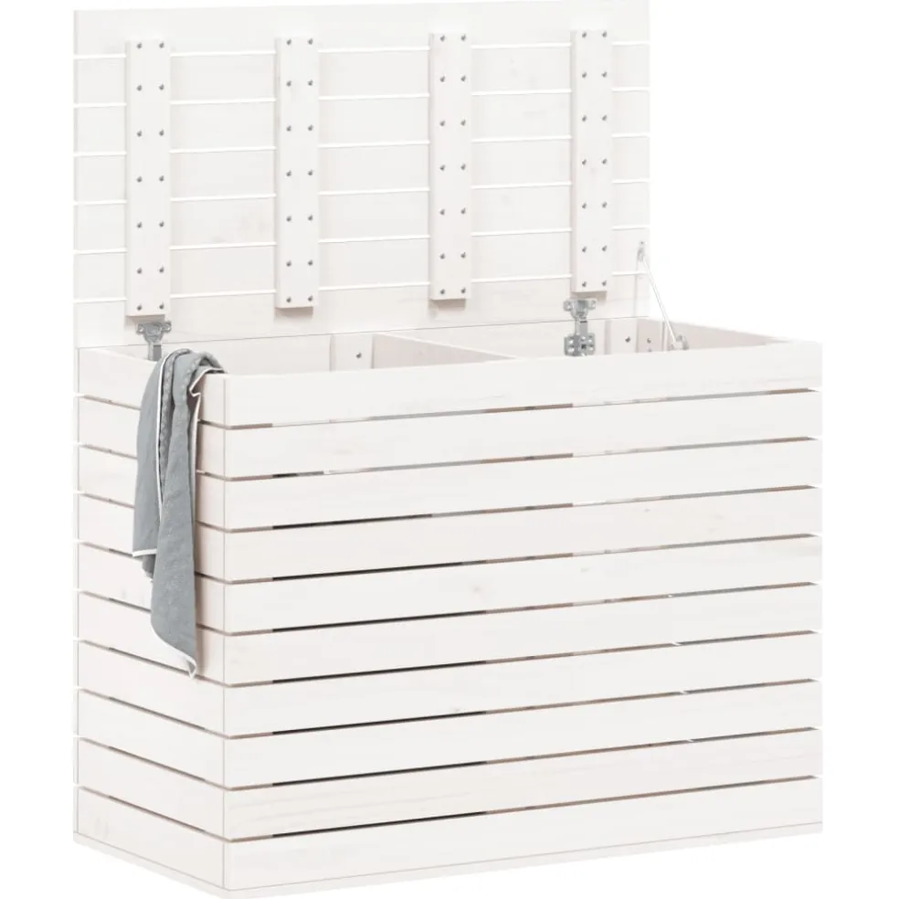 vidaXL Wasmand 88,5x44x66 cm massief grenenhout wit