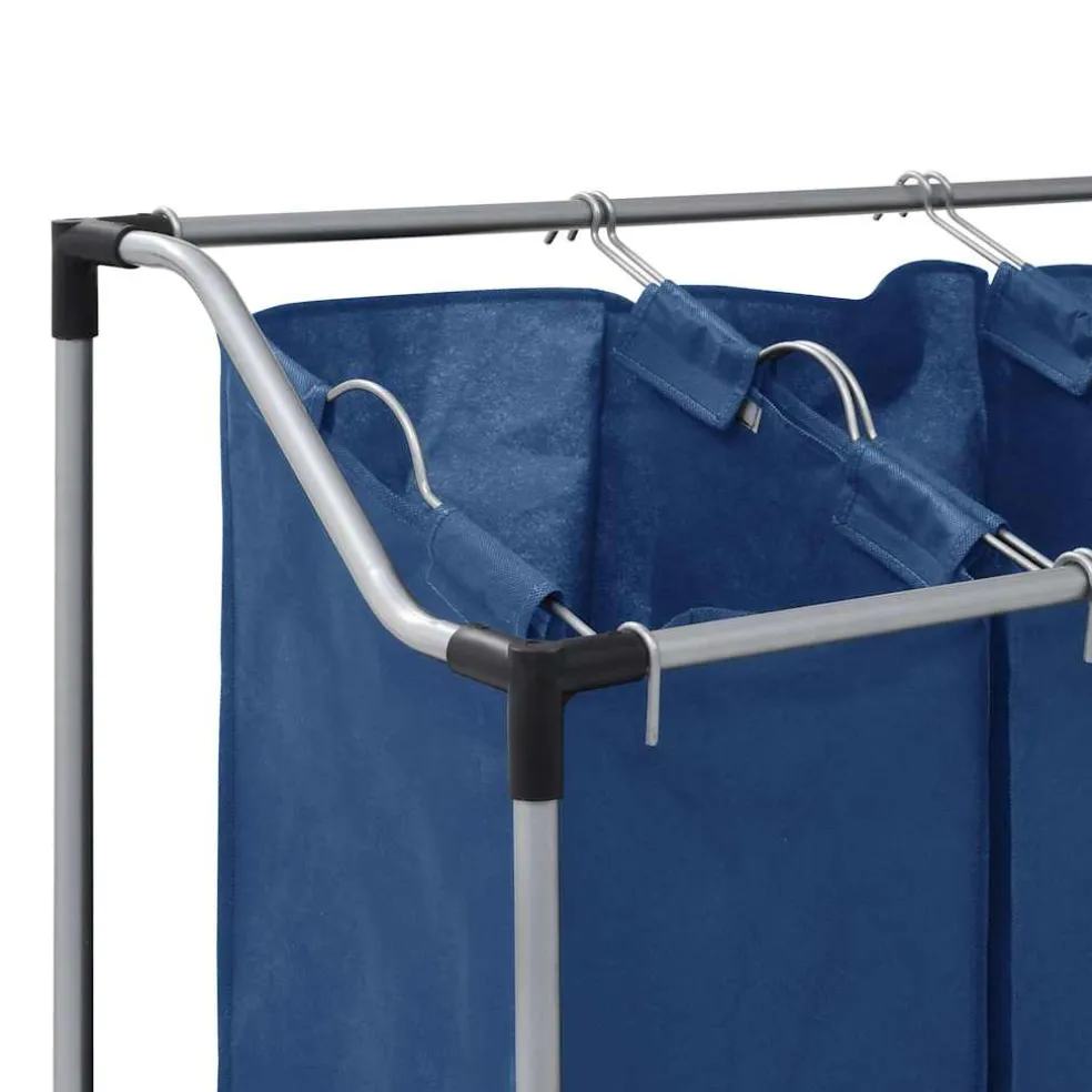 vidaXL Wassorteerder met 4 zakken staal blauw