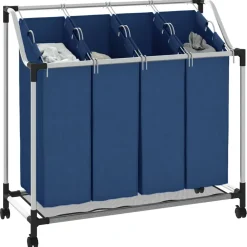 vidaXL Wassorteerder met 4 zakken staal blauw