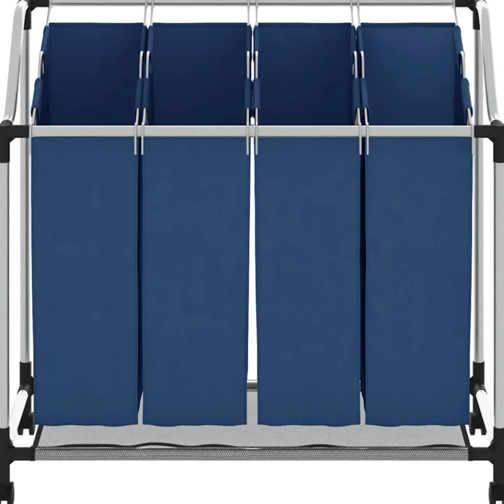 vidaXL Wassorteerder met 4 zakken staal blauw
