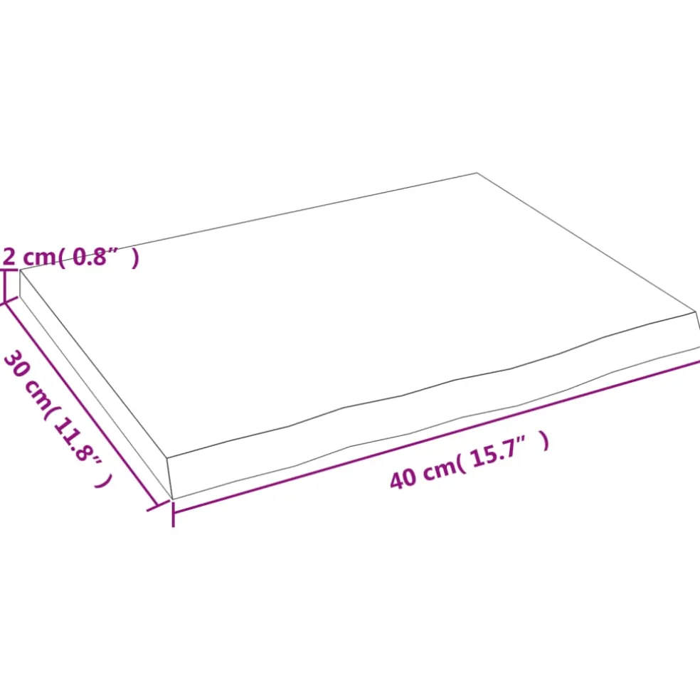 vidaXL Wastafelblad 40x30x2 behandeld massief hout lichtbruin