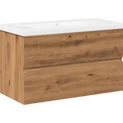 vidaXL Wastafelkast met ingebouwde wasbak artisanaal eikenkleurig