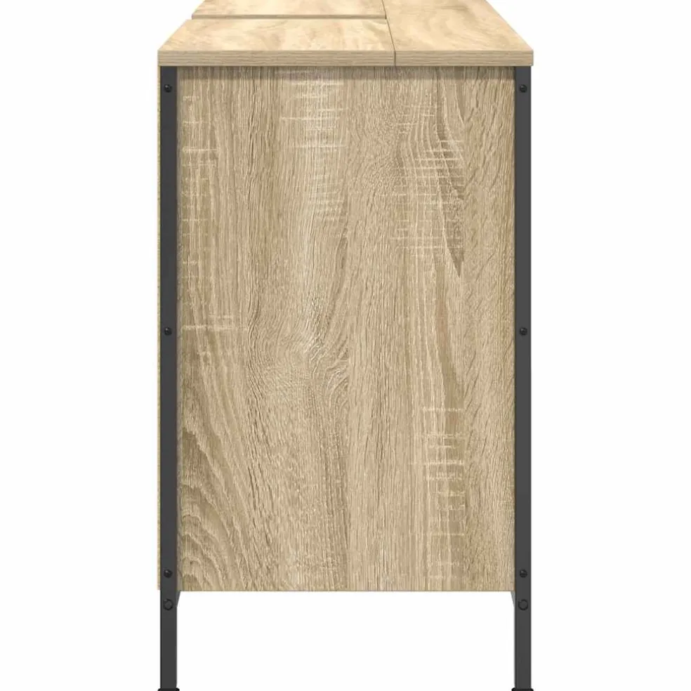 vidaXL Wastafelkast met lades 90x34,5x60 cm sonoma eikenkleurig