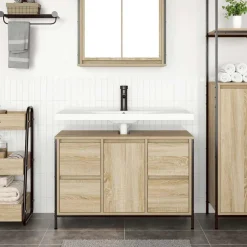 vidaXL Wastafelkast met lades 90x34,5x60 cm sonoma eikenkleurig