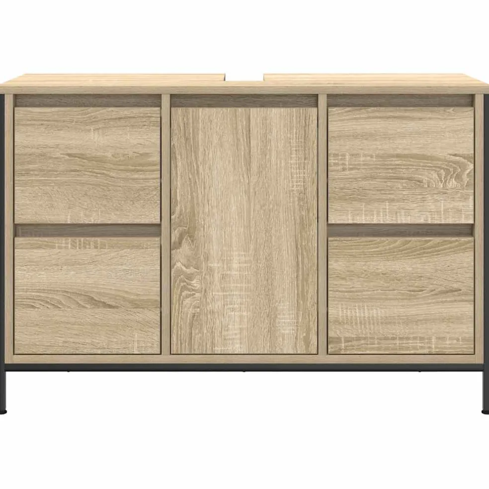 vidaXL Wastafelkast met lades 90x34,5x60 cm sonoma eikenkleurig