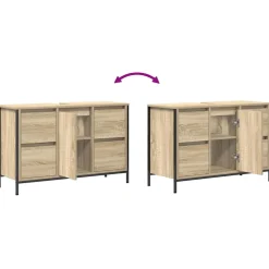 vidaXL Wastafelkast met lades 90x34,5x60 cm sonoma eikenkleurig