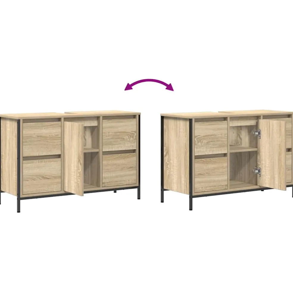 vidaXL Wastafelkast met lades 90x34,5x60 cm sonoma eikenkleurig