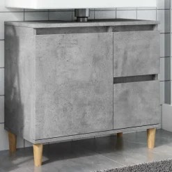 vidaXL wastafelkast 65x33x60 cm bewerkt hout betongrijs