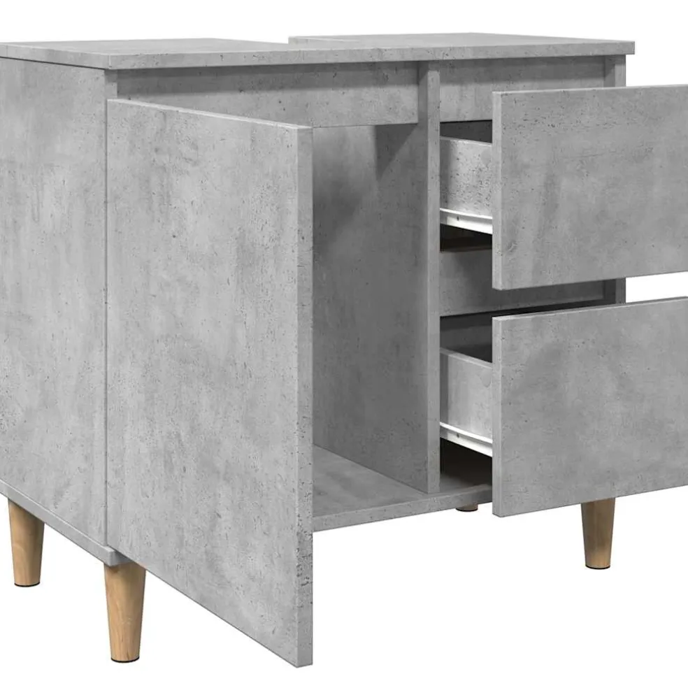 vidaXL wastafelkast 65x33x60 cm bewerkt hout betongrijs