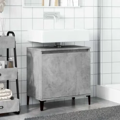 vidaXL Wastafelkast 58x33x60 cm bewerkt hout betongrijs