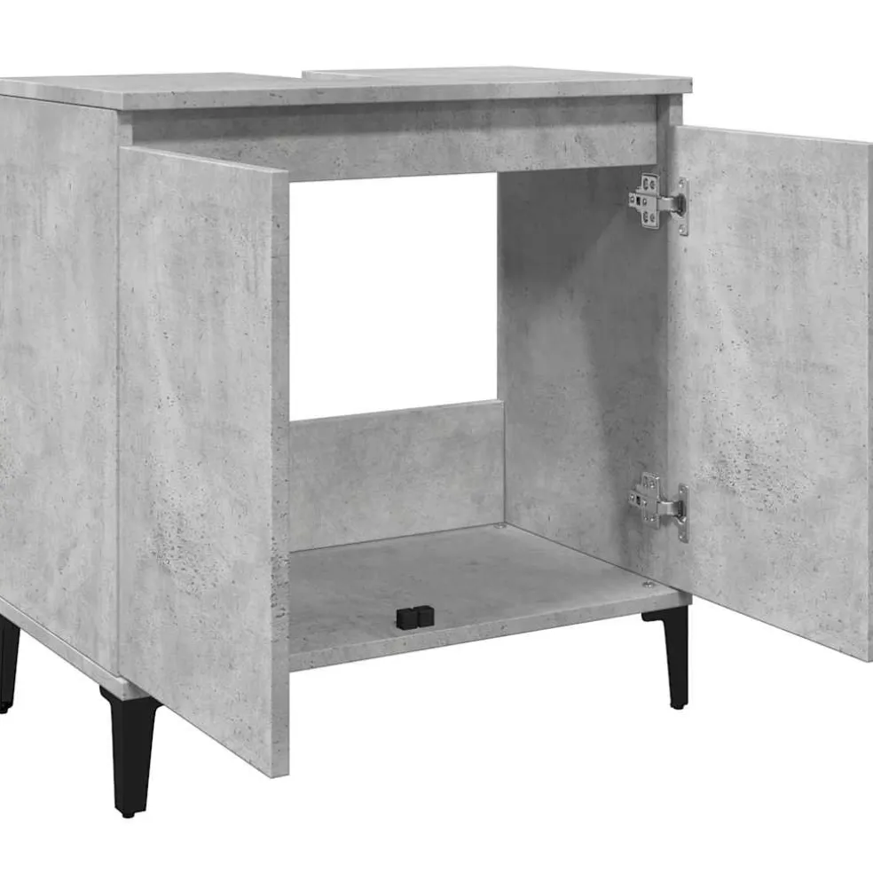 vidaXL Wastafelkast 58x33x60 cm bewerkt hout betongrijs