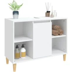 vidaXL Wastafelkast 80x33x60 cm bewerkt hout wit