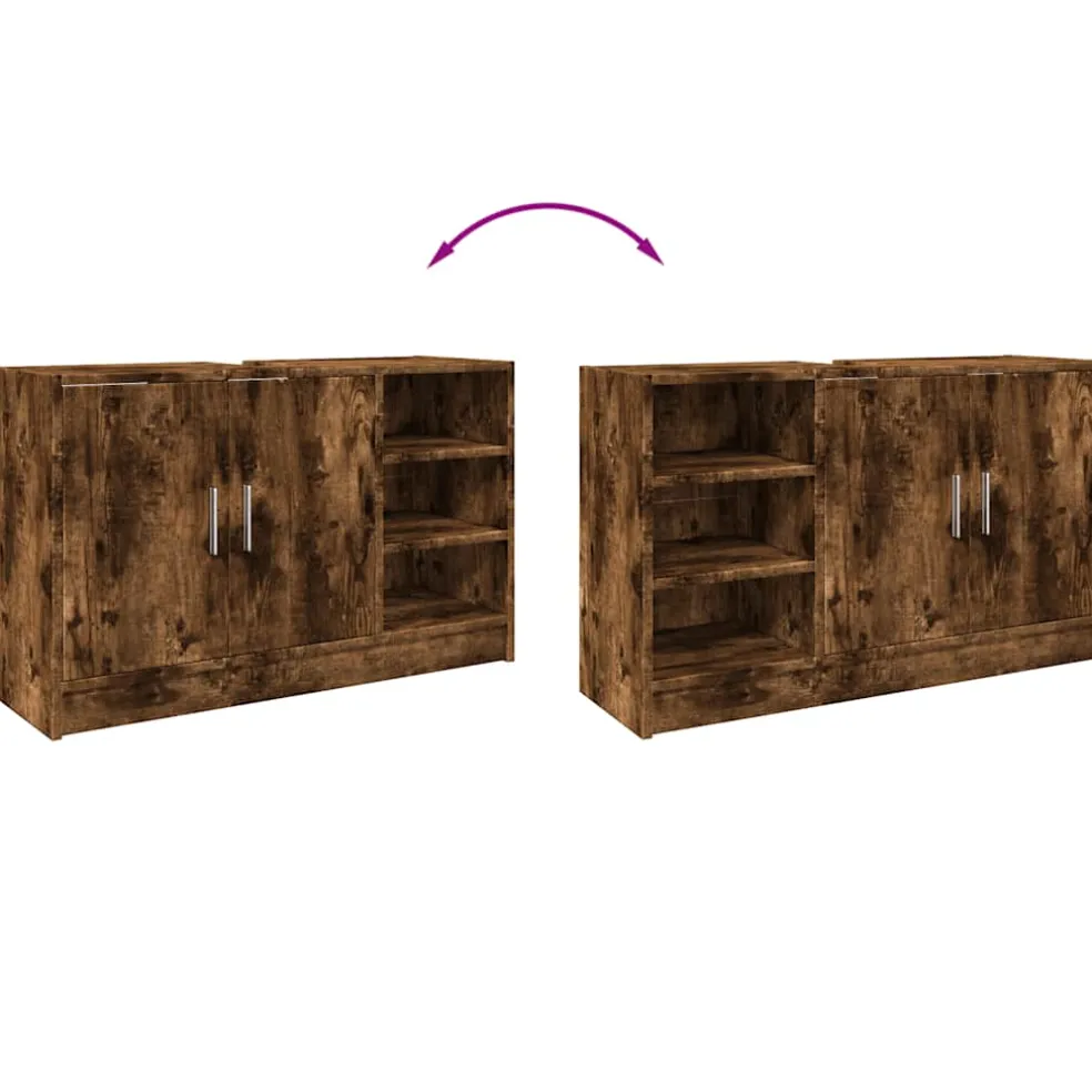 vidaXL Wastafelkast 90x29x55 cm bewerkt hout gerookt eikenkleurig