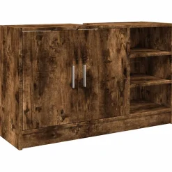 vidaXL Wastafelkast 90x29x55 cm bewerkt hout gerookt eikenkleurig