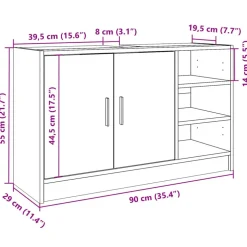 vidaXL Wastafelkast 90x29x55 cm bewerkt hout wit