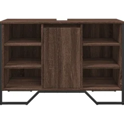 vidaXL Wastafelkast 91x35x60 cm bewerkt hout bruin eikenkleurig