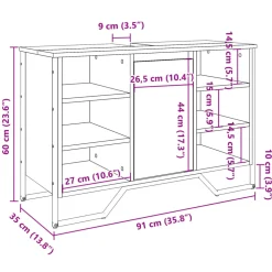 vidaXL Wastafelkast 91x35x60 cm bewerkt hout bruin eikenkleurig
