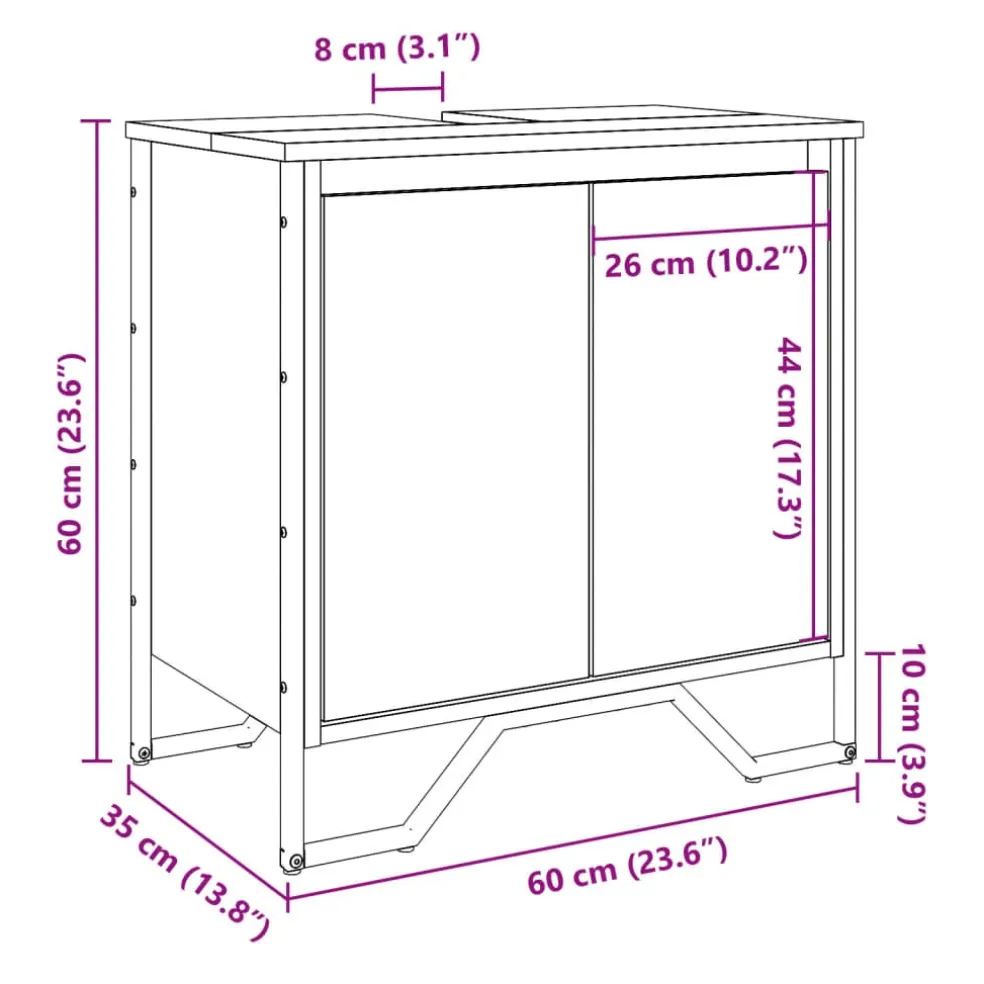 vidaXL Wastafelkast 60x35x60 cm bewerkt hout sonoma eikenkleurig