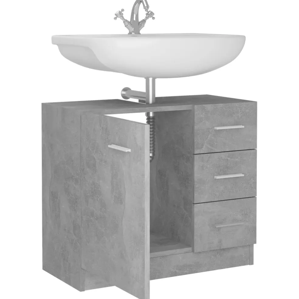 vidaXL Wastafelkast 63x30x54 cm bewerkt hout betongrijs