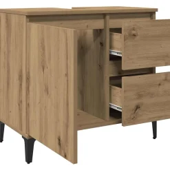 vidaXL Wastafelkast 65x33x60 cm bewerkt hout artisanaal eikenkleurig