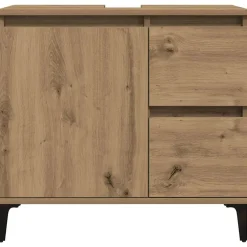 vidaXL Wastafelkast 65x33x60 cm bewerkt hout artisanaal eikenkleurig