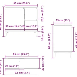 vidaXL Wastafelkast 65x33x60 cm bewerkt hout artisanaal eikenkleurig