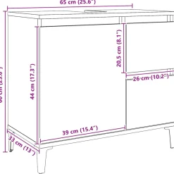 vidaXL Wastafelkast 65x33x60 cm bewerkt hout artisanaal eikenkleurig